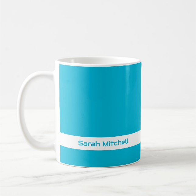 Trend Colour - Vivid Cyan Name Mug (Left)