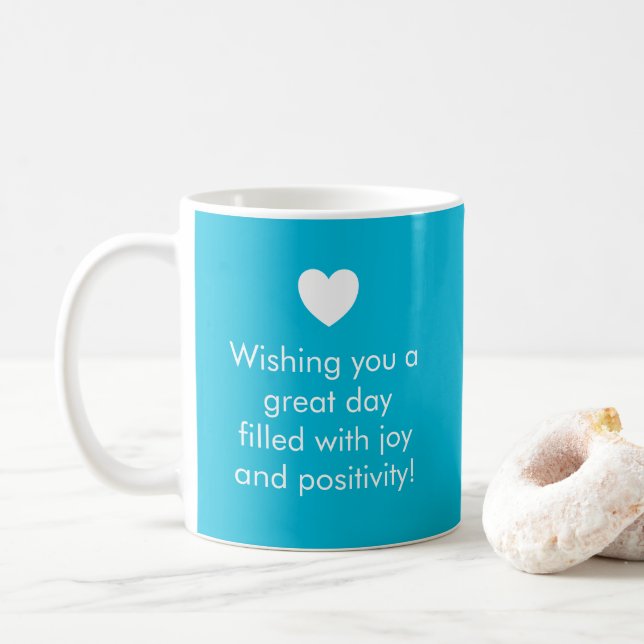 Trend Colour Vivid Cyan - Name / Positivity Mug (With Donut)