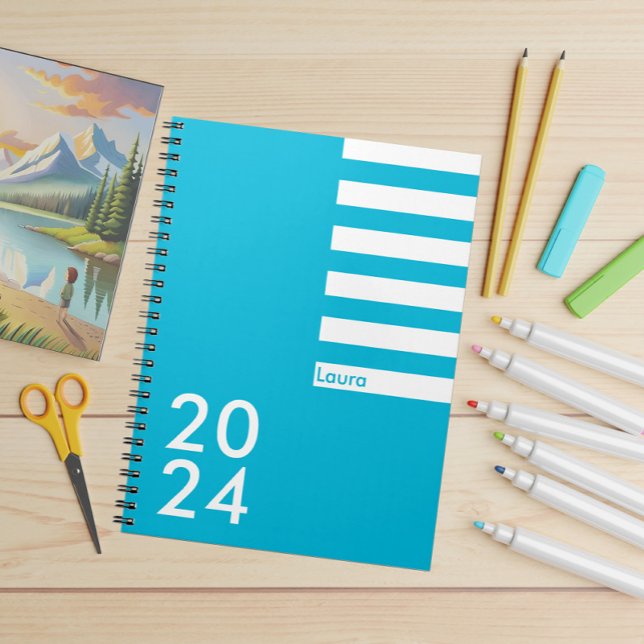 Trend Colour - Vivid Cyan Name & Year Notebook (Creator Uploaded)