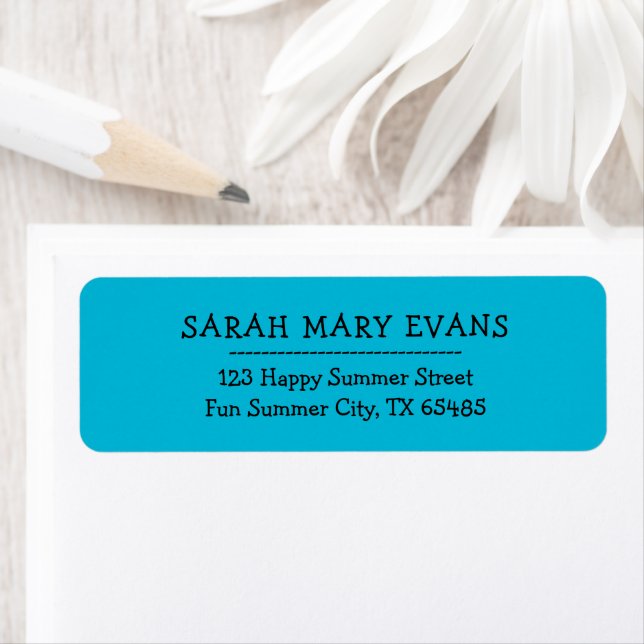 Trend Colour - Vivid Cyan Return Address Labels (Insitu)