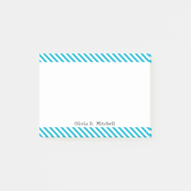 Trend Colour - Vivid Cyan Striped  Post-it Notes (Front)