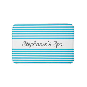 Trend Colour - Vivid Cyan Striped Spa Bath Mat