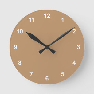 Trend Colour - Warm Beige Round Clock With Numbers