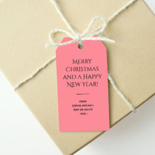 Trend Colour Watermelon Pink Minimalist Gift Tags