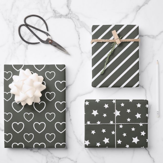 Trend Colours - Dark Forest Grey Colour - Pattern Wrapping Paper Sheet (Front)