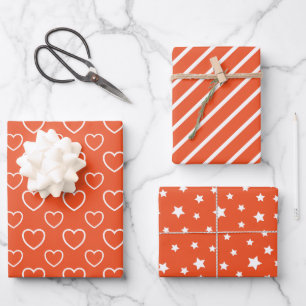 Trend Colours - Flame Red Colour - Pattern Wrapping Paper Sheet