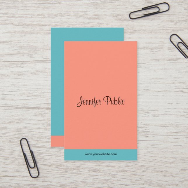 Trend Colours Modern Elegant Hand Script Template  Business Card (Front/Back In Situ)