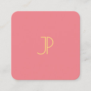 Trend Colours Modern Template Gold Look Monogram Square Business Card