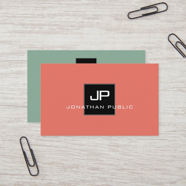 Trend Colours Monogram Modern Elegant Template Business Card (Front/Back In Situ)