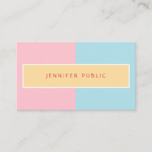 Trend Colours Pink Yellow Blue Elegant Modern Chic Business Card