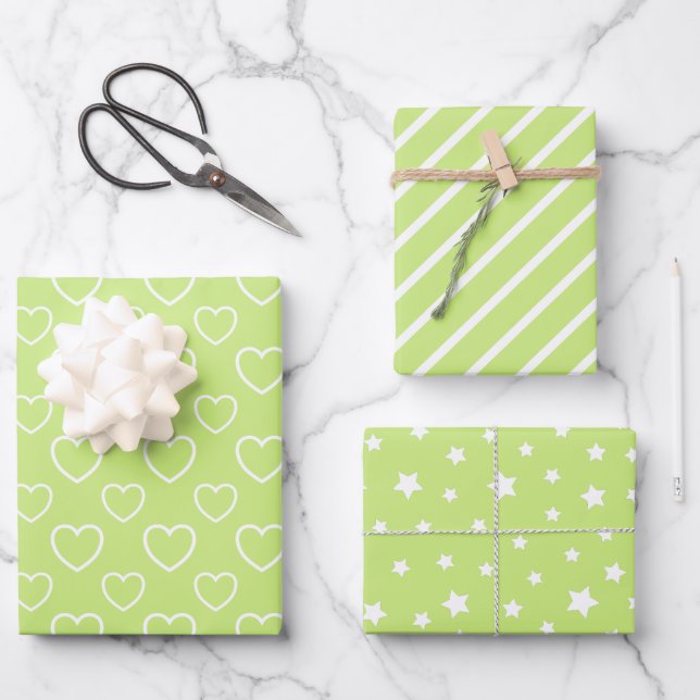 Trend Colours - Spring Green Colour - Pattern Wrapping Paper Sheet (Front)