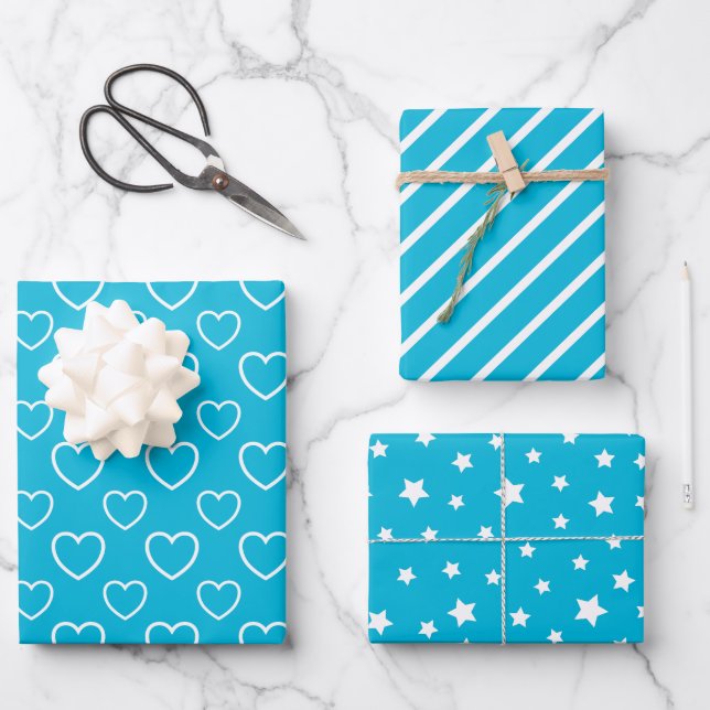 Trend Colours - Vivid Cyan Colour - Pattern Wrapping Paper Sheet (Front)