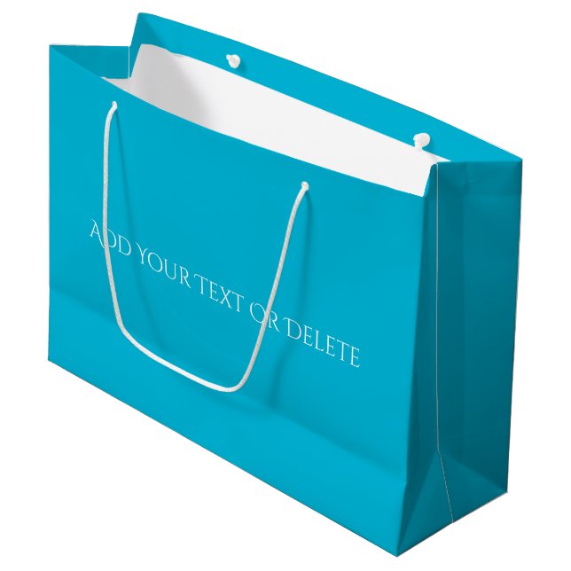 Trend Colours - Vivid Cyan Colour - Solid Large Gift Bag (Front Angled)