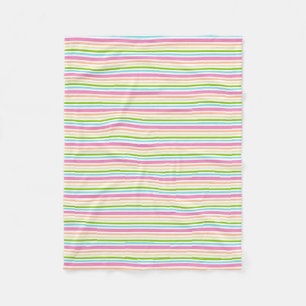 Trend Colours Yellow Green Pink White Striped Fleece Blanket