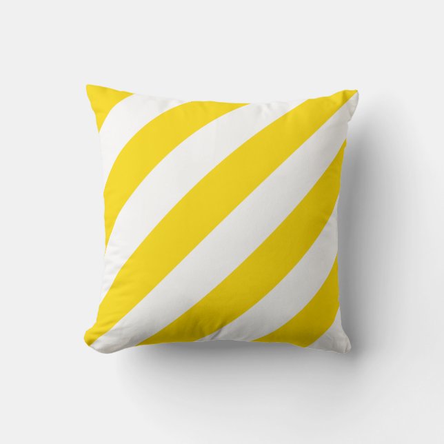 Trend Colours Yellow White Striped Template Modern Cushion (Front)