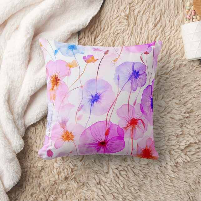 Trend Floral Beautiful Watercolor  Flower Cushion (Blanket)