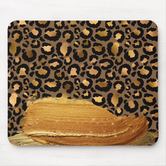 Trend Gold Strokes on Metal Tiger Skin Mouse Mat (Front)