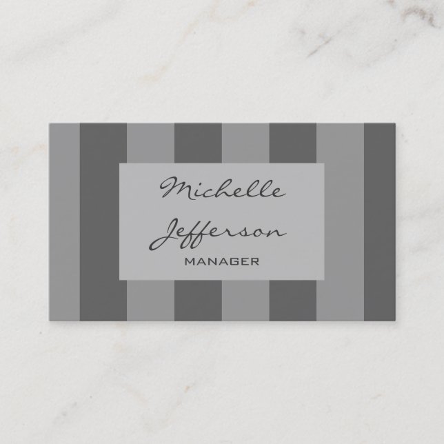 Trend Grey Pattern Handwrite Manager Business Card (Front)