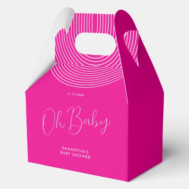 Trend Pink Baby Shower Script Favour Box (Front)