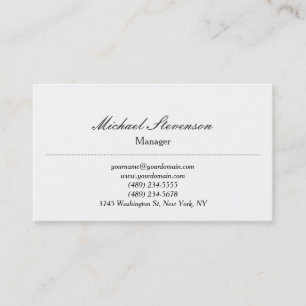 Trend Plain Classical White Standard Business Card