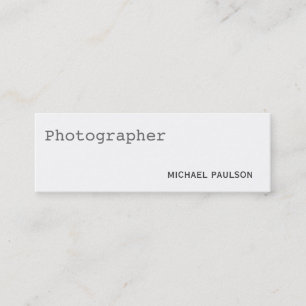 Trend Plain Skinny White Photography Business Card