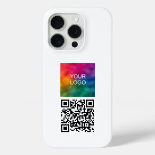 Trend QR Code Upload Logo Template Elegant White iPhone 15 Pro Case