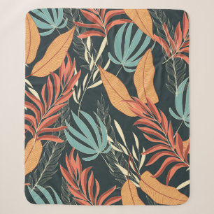 Trend seamless tropical pattern with bright yellow sherpa blanket