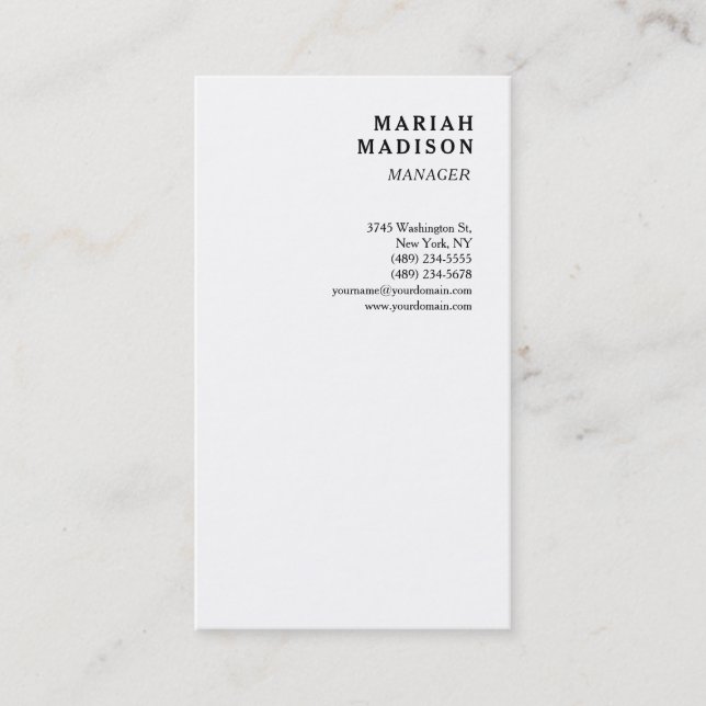 Trend Sophisticated White Minimalist Chic Business Card (Front)