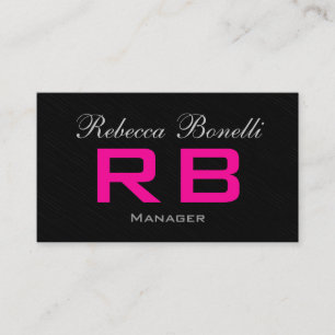 Trend Style Grey Black Pink Monogram Business Card