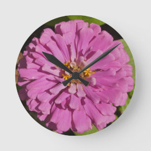 Trend Throw Pillow With Purple Zinnia Round Clock