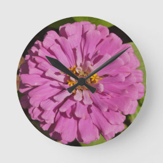 Trend Throw Pillow With Purple Zinnia Round Clock