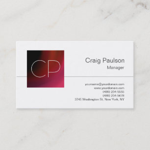 Trend White Red Pink Purple Monogram Business Card