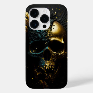 Trendiger Gothik Totenkopf in schwarz gold Design Case-Mate iPhone 14 Pro Case