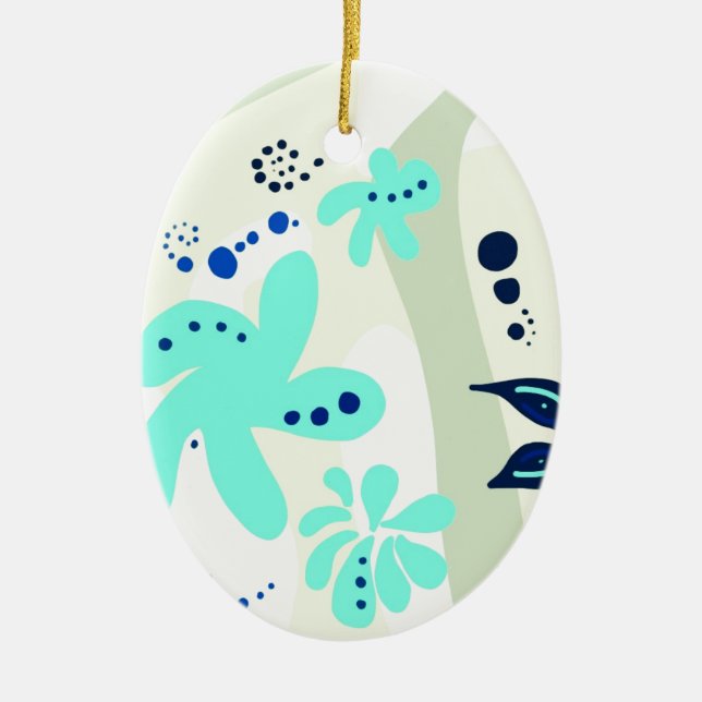Trending abstract Pattern light colour floral blob Ceramic Tree Decoration (Front)