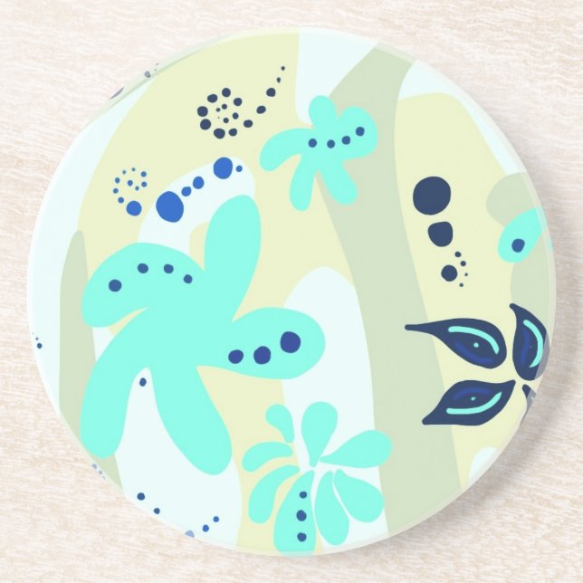 Trending abstract Pattern light colour floral blob Coaster (Front)