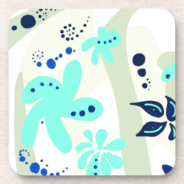 Trending abstract Pattern light colour floral blob Coaster (Front)