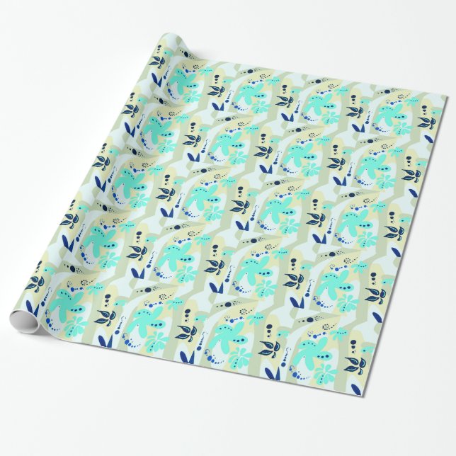 Trending abstract Pattern light colour floral blob Wrapping Paper (Unrolled)