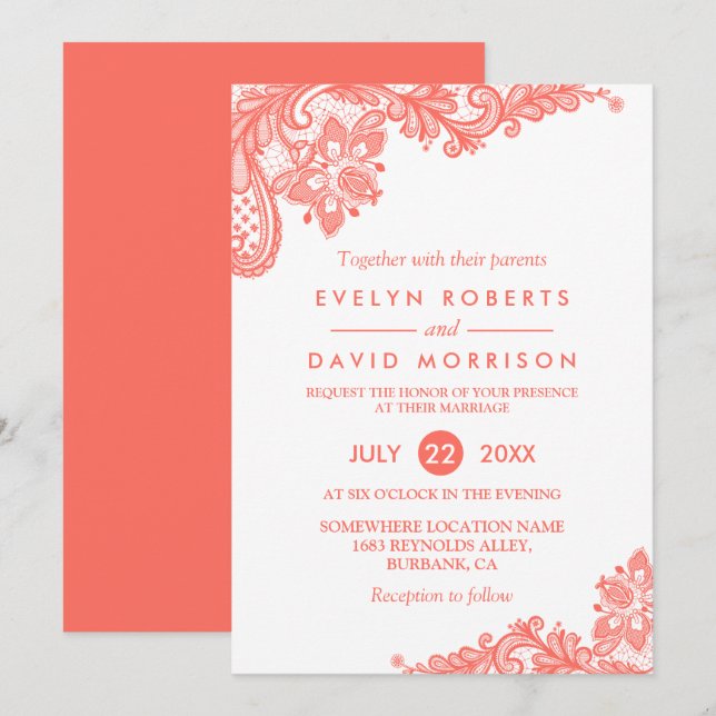 Trending Cora White Lace Floral Wedding Invitation (Front/Back)