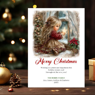 Trending Cute Little Girl Christmas Scene Card