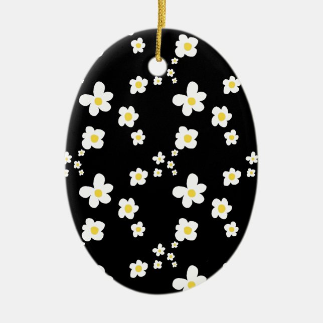 Trending daisy pattern black yellow white, modern ceramic tree decoration (Front)
