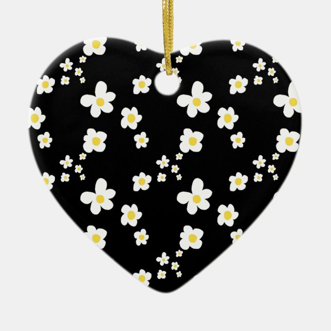Trending daisy pattern black yellow white, modern ceramic tree decoration (Front)