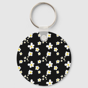 Trending daisy pattern black yellow white, modern key ring