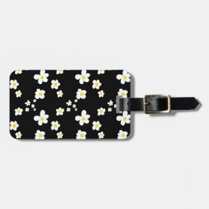 Trending daisy pattern black yellow white, modern luggage tag