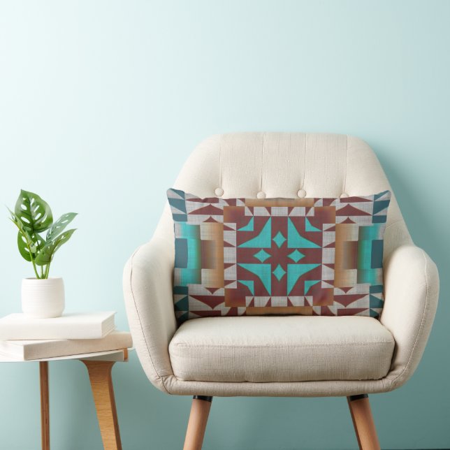 Trending Eclectic Ethnic Bohemian Mosaic Pattern Lumbar Cushion (Chair)