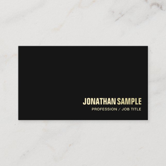 Trending Elegant Design Plain Black Gold Luxury Business Card (Front)