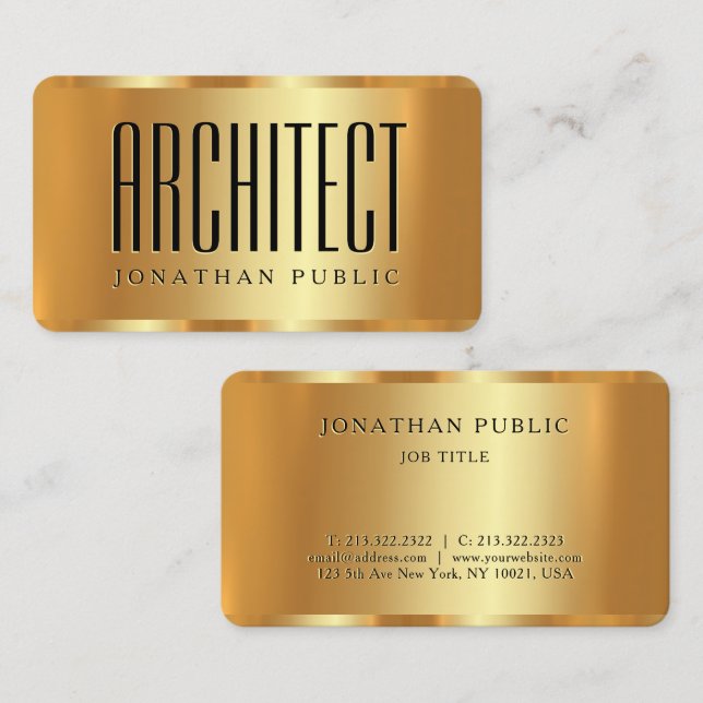 Trending Glamour Gold Template Luxurious Architect Business Card (Front/Back)