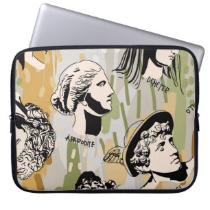 Trending Greek Gods Art Portrait Seamless Pattern. Laptop Sleeve