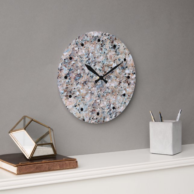 Trending Grey Mauve Taupe Marble Granite Pattern Large Clock (Office)