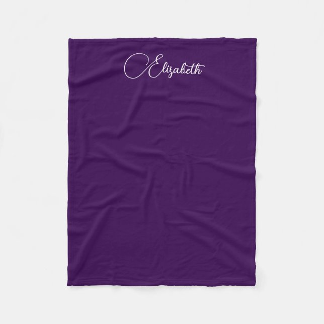 Trending Handwritten Script Name Dark Purple Small Fleece Blanket (Front)