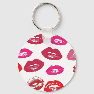 Trending Kisses pattern luscious pink lips mwah! Key Ring